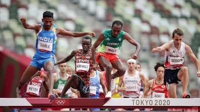 Tokyo 2020 Olympics: Getnet Wale of Ethiopia, Avinash Sable of India, Abraham Kibiwott of Kenya and Zak Seddon of Britain in action during Heat 2. (REUTERS)