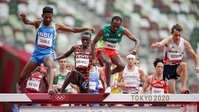 Tokyo 2020 Olympics: Getnet Wale of Ethiopia, Avinash Sable of India, Abraham Kibiwott of Kenya and Zak Seddon of Britain in action during Heat 2. (REUTERS)
