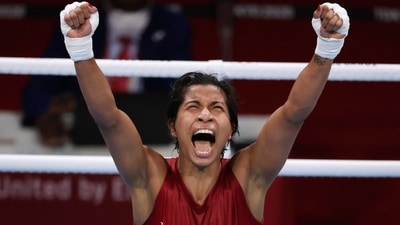 Tokyo 2020 Olympics: Lovlina Borgohain of India celebrates after the fight against Chen Nien-Chin of Taiwan.  (REUTERS)