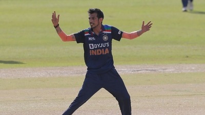 Yuzvendra Chahal during their second one-day international cricket match in Colombo, Sri Lanka. (AP)