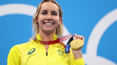 Emma McKeon gasped with excitement after winning gold in the Olympic women's 100m freestyle on Friday as Australia's women continued their golden run with a fifth title in the Tokyo pool. (Getty Images) Emma McKeon gasped with excitement after winning gold in the Olympic women's 100m freestyle on Friday as Australia's women continued their golden run with a fifth title in the Tokyo pool. (Getty Images)