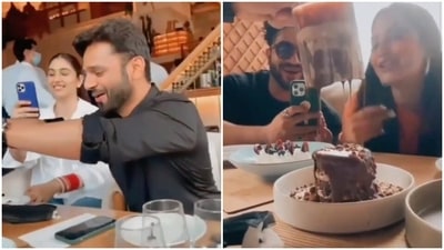 Rahul Vaidya and wife Disha Parmar stepped out for lunch with friends Aly Goni and Jasmin Bhasin. Rahul Vaidya and wife Disha Parmar stepped out for lunch with friends Aly Goni and Jasmin Bhasin.