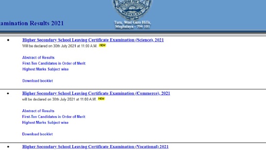 MBOSE 12th HSSLC Result 2021 Live Updates: Meghalaya Board Class 12 result Today
