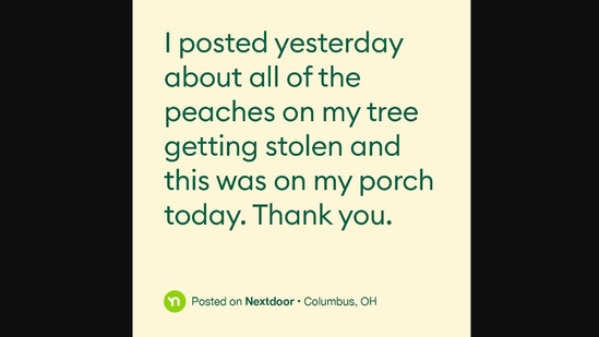 One of the images shared along with the post about stolen peaches.(Instagram/@nextdoor)