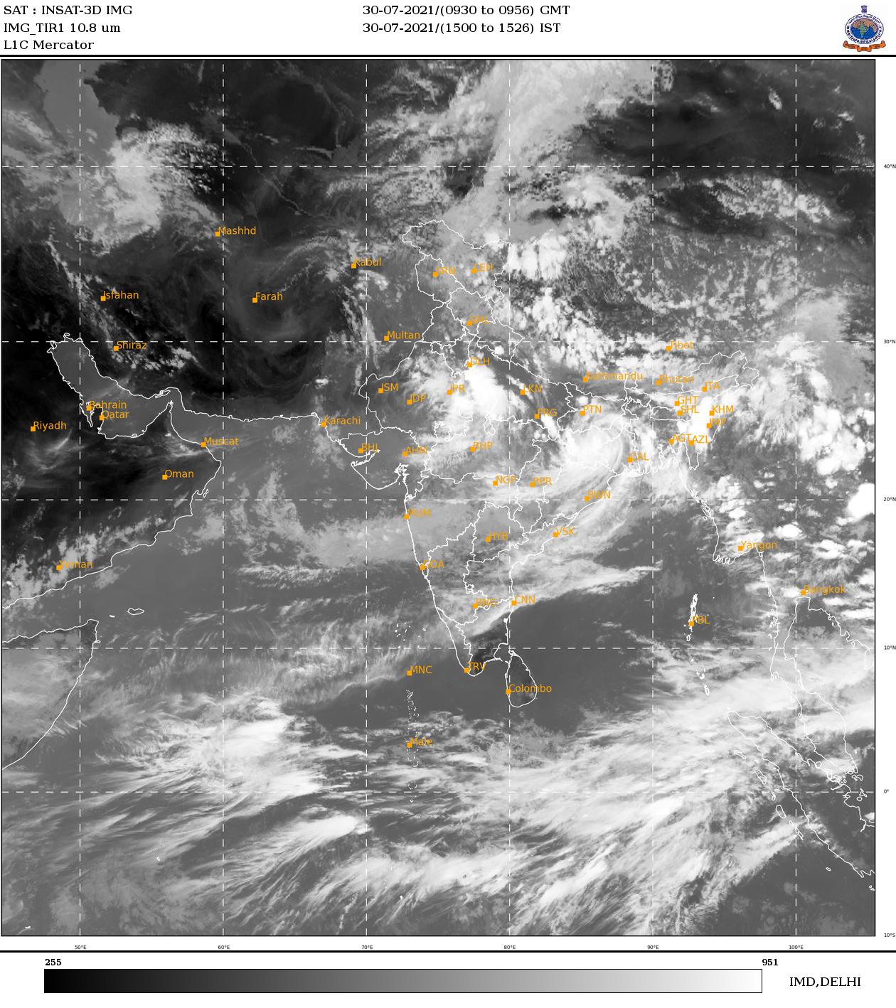 Map of convection clouds over India on Friday. (IMD) Map of convection clouds over India on Friday. (IMD)