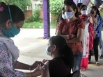 The vaccination drive in Delhi slowed through July after an initial spurt, reaching over 200,000 doses a day in June-end after the Centre changed the immunisation policy. (Ravi Kumar/HT) The vaccination drive in Delhi slowed through July after an initial spurt, reaching over 200,000 doses a day in June-end after the Centre changed the immunisation policy. (Ravi Kumar/HT)