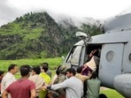 Indian Air Force (IAF) rescued 74 stranded personnel from different parts of Kishtwar including five critically injured patients on Friday. (Photo via ANI) Indian Air Force (IAF) rescued 74 stranded personnel from different parts of Kishtwar including five critically injured patients on Friday. (Photo via ANI)