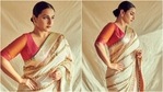 Vidya Balan's embroidered white saree with pink blouse is a must-have: All pics(Instagram/@sangeetakilachandofficial) Vidya Balan's embroidered white saree with pink blouse is a must-have: All pics(Instagram/@sangeetakilachandofficial)