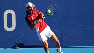 Tokyo 2020 Olympics - Tennis - Men's Singles - Bronze medal match - Ariake Tennis Park - Tokyo, Japan - July 31, 2021. Novak Djokovic of Serbia in action during his bronze medal match against Pablo Carreno of Spain REUTERS/Mike Segar (REUTERS)