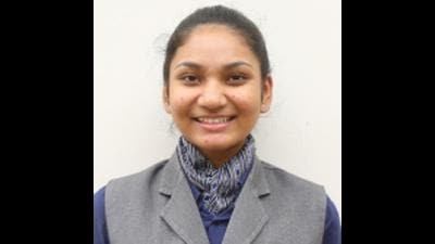 Vivikta Sinha, a humanities student from Chitkara International School, Chandigarh, scored 97% in the CBSE Class 12 results. (HT)