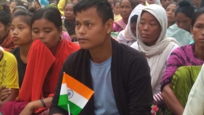 File photo of Bru migrants during a protest at Kanchanpur in 2019. (HT) File photo of Bru migrants during a protest at Kanchanpur in 2019. (HT)