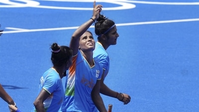 Vandana Katariya scored an Olympic hat-trick to lead India to win against South Africa Vandana Katariya scored an Olympic hat-trick to lead India to win against South Africa