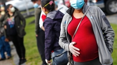 About one in 10 pregnant women admitted to hospital with Covid-19 symptoms required intensive care. (AP)