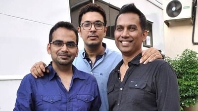 Dinesh Vijan with Raj Nidimoru and Krishna DK. Dinesh Vijan with Raj Nidimoru and Krishna DK.