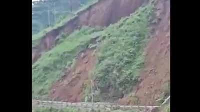 The landslide in Himachal Pradesh's Sirmaur took away the portion of a mountain on Thursday.