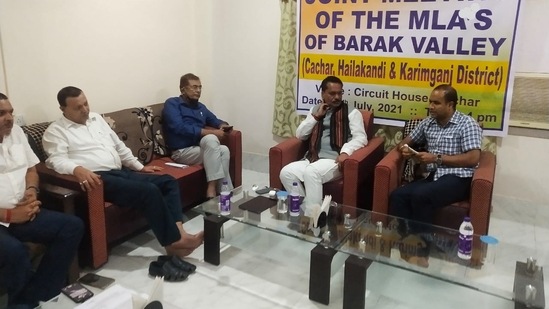 The joint meeting of the MLAs of Assam's Barak Valley at Circuit House, Cachar. (Photo via @TheAshokSinghal on Twitter)