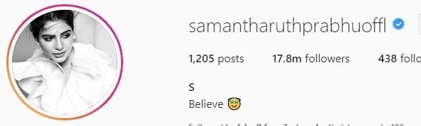 Samantha has changed her name on Instagram.