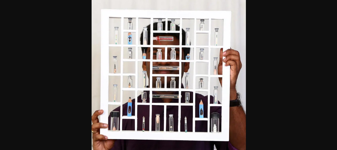 Dr. Gattem Venkatesh with som of his miniature crafts. (Life Beyond Numbers)