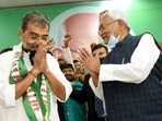 Kushwaha was speaking with reporters following his return from New Delhi after holding the JD(U)’s national executive meeting.(Santosh Kumar /Hindustan Times)