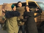 Kris Wu poses with Deepika Padukone and Ruby Rose on the set of xXx: Return of Xander Cage. Kris Wu poses with Deepika Padukone and Ruby Rose on the set of xXx: Return of Xander Cage.