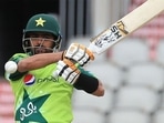 Babar Azam in action. Babar Azam in action.