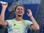 Alexander Zverev of Germany celebrates victory after his Men's singles gold medal match. 