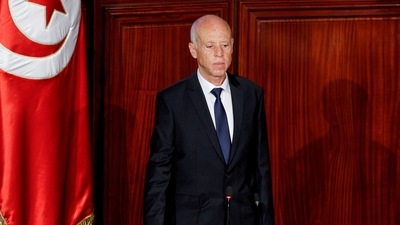 Tunisian president Kais Saied takes the oath of office in Tunis, Tunisia, on October 23, 2019. (REUTERS)