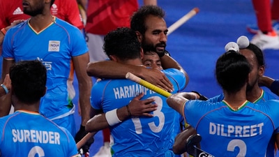 Team India celebrates after winning their men's field hockey match against Britain at the 2020 Summer Olympics, Sunday, Aug. 1, 2021, in Tokyo, Japan. AP/PTI(AP08_01_2021_000229B) (AP) Team India celebrates after winning their men's field hockey match against Britain at the 2020 Summer Olympics, Sunday, Aug. 1, 2021, in Tokyo, Japan. AP/PTI(AP08_01_2021_000229B) (AP)