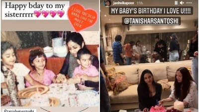 Janhvi Kapoor and Khushi Kapoor shared pictures with Tanisha R Santoshi. Janhvi Kapoor and Khushi Kapoor shared pictures with Tanisha R Santoshi.
