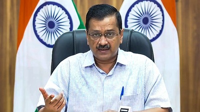 The meeting at at Kejriwal’s residence in Delhi was attended by AAP’s Punjab convenor and party’s lone Lok Sabha MP Bhagwant Mann (PTI) The meeting at at Kejriwal’s residence in Delhi was attended by AAP’s Punjab convenor and party’s lone Lok Sabha MP Bhagwant Mann (PTI)