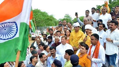BJP kicks off Tiranga Yatra from Bhiwani’s Behal on Sunday. (HT PHOTO) BJP kicks off Tiranga Yatra from Bhiwani’s Behal on Sunday. (HT PHOTO)