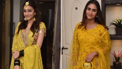 Krystle D’Souza (R) attended Rumi Jaffery’s daughter Alfia Jaffery’s (L) mehendi ceremony. (Varinder Chawla) Krystle D’Souza (R) attended Rumi Jaffery’s daughter Alfia Jaffery’s (L) mehendi ceremony. (Varinder Chawla)