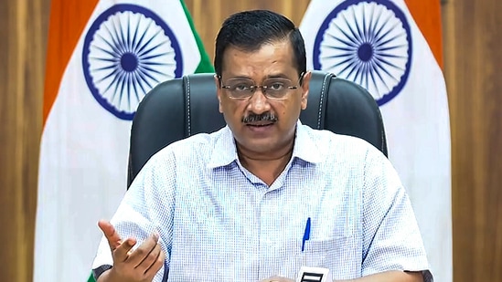 The meeting at at Kejriwal’s residence in Delhi was attended by AAP’s Punjab convenor and party’s lone Lok Sabha MP Bhagwant Mann(PTI) The meeting at at Kejriwal’s residence in Delhi was attended by AAP’s Punjab convenor and party’s lone Lok Sabha MP Bhagwant Mann(PTI)
