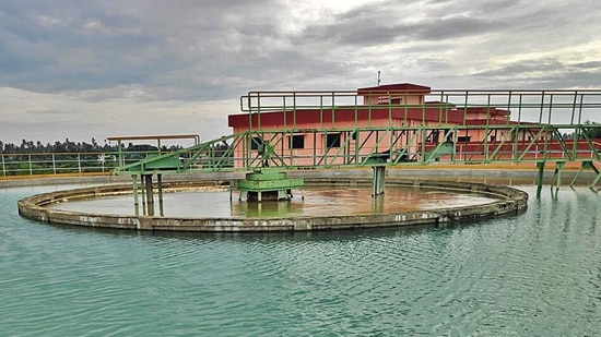 The water treatment plant located at Samang, Odisha, which purifies 42 million litre daily and supplies it to 250,000 people. HT Photo