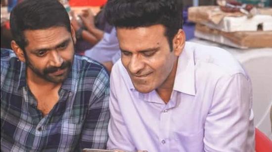 Manoj Bajpayee and Sharib Hashmi from the sets of The Family Man