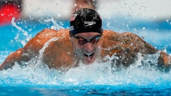 Caeleb Dressel, of the United States, swims in the men's 4x100-meter medley relay final at the 2020 Summer Olympics, Sunday, Aug. 1, 2021, in Tokyo, Japan. AP Photo/Gregory Bull)(AP)