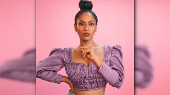 For her third look, Masaba opted for a deep neck lavender crop top.  She teamed it with high waisted jeans and accessorized it with small earrings and rings.  (Instagram/@masabagupta)