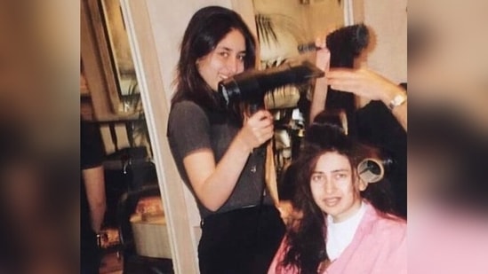 Kareena Kapoor and Karisma Kapoor pose together in a throwback photo.