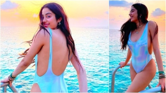 Janhvi Kapoor: Janhvi visited the Maldives in April after the release of her film 'Roohi.' Janhvi opted for metallic swimwear which she accessorised with some chains and bracelets.(Instagram/@janhvikapoor)