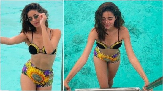 Ananya Panday: Newbie Ananya spent her New Year's at this popular tourist destination. The 'Pati Patni Aur Woh' actor treated her fans with a stunning picture of herself in a floral bikini.(Instagram/@ananyapanday)