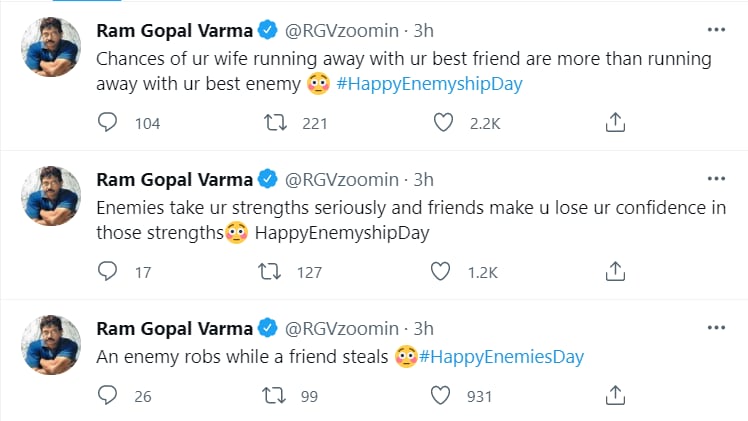 Ram Gopal Varma favours enemies over friends.