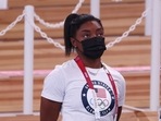  Simone Biles of the United States wearing a protective face mask