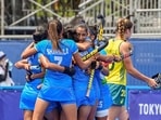 Tokyo: India's players celebrate after scoring a goal during women's field hockey quarterfinal match against Australia at the 2020 Summer Olympics, in Tokyo, Monday, Aug. 2, 2021. Gurjit Kaur scored the goal.