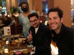 Paul Rudd and Dany Levy enjoy an Indian thali.