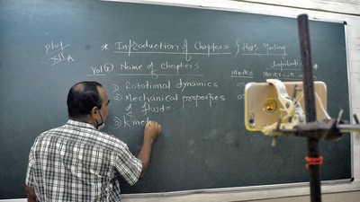 A teacher conducts an online class. The court said TV and radio channels can cater to needs of students who don’t have access to smart phones, laptops. (Photo by Uday Deolekar/HT Photo) (HT PHOTO)