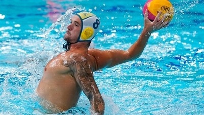 Australia's Aaron Younger shoots against Kazakhstan during a preliminary round men's water polo match at the 2020 Summer Olympics, Monday, Aug. 2, 2021, in Tokyo, Japan. (AP Photo/Mark Humphrey) (AP) Australia's Aaron Younger shoots against Kazakhstan during a preliminary round men's water polo match at the 2020 Summer Olympics, Monday, Aug. 2, 2021, in Tokyo, Japan. (AP Photo/Mark Humphrey) (AP)
