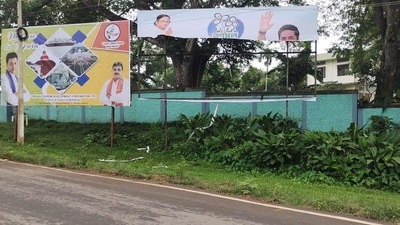 Several posters of the TMC were found torn in Tripura. (Image credit: Twitter @AITC4Tripura) Several posters of the TMC were found torn in Tripura. (Image credit: Twitter @AITC4Tripura)