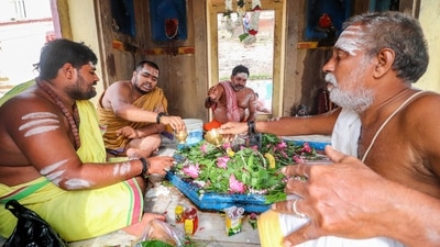 A preist at the temple said, "What is Corona in front of Baba Bholenath?(Baba bholenath ke aage Corona kya cheez hai?)." (PTI) A preist at the temple said, "What is Corona in front of Baba Bholenath?(Baba bholenath ke aage Corona kya cheez hai?)." (PTI)