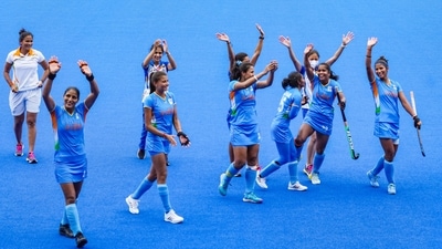 Tokyo: Indian players celebrate their victory against Australia during women's field hockey quarterfinal match at the 2020 Summer Olympics, in Tokyo, Monday, Aug. 2, 2021. India won 1-0, thus entering first-ever women's hockey Olympic semifinal. (PTI) Tokyo: Indian players celebrate their victory against Australia during women's field hockey quarterfinal match at the 2020 Summer Olympics, in Tokyo, Monday, Aug. 2, 2021. India won 1-0, thus entering first-ever women's hockey Olympic semifinal. (PTI)