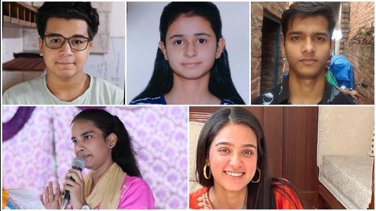 (Clockwise from top left) Mayank Ahuja, Jiya Vashishta, Sanjay, Suhana Bhutani, and Tahira beat all odds to score 90% and above marks in their Class 12 CBSE results. (Sourced)